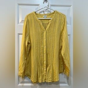 Sundance - Warm Breeze Tunic 100% Linen Pleated Front Warm Yellow Women Size L